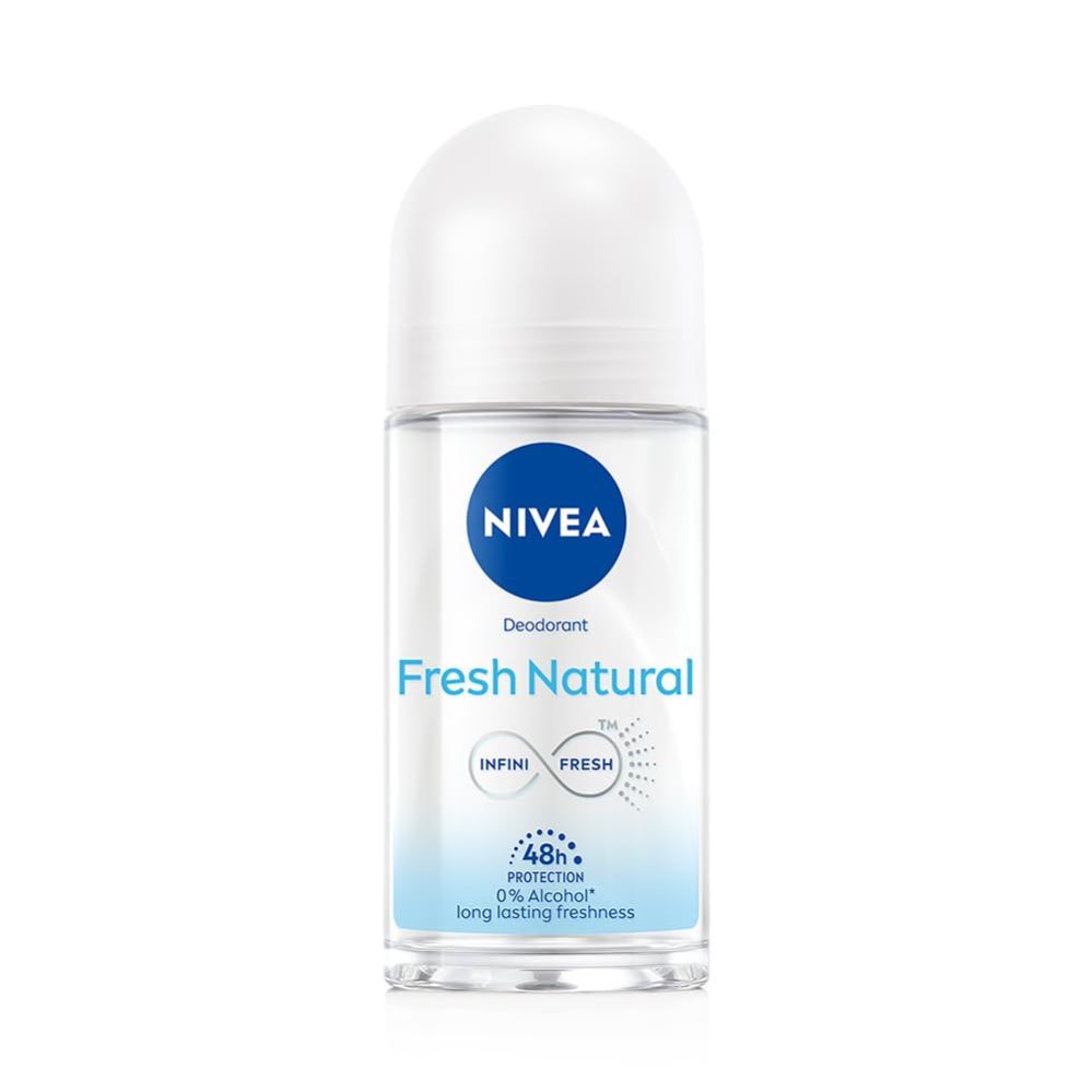 NIVEA Fresh Natural 48H Antiperspirant Roll-On Deodorant for Women - ethyl alcohol free 50 ml